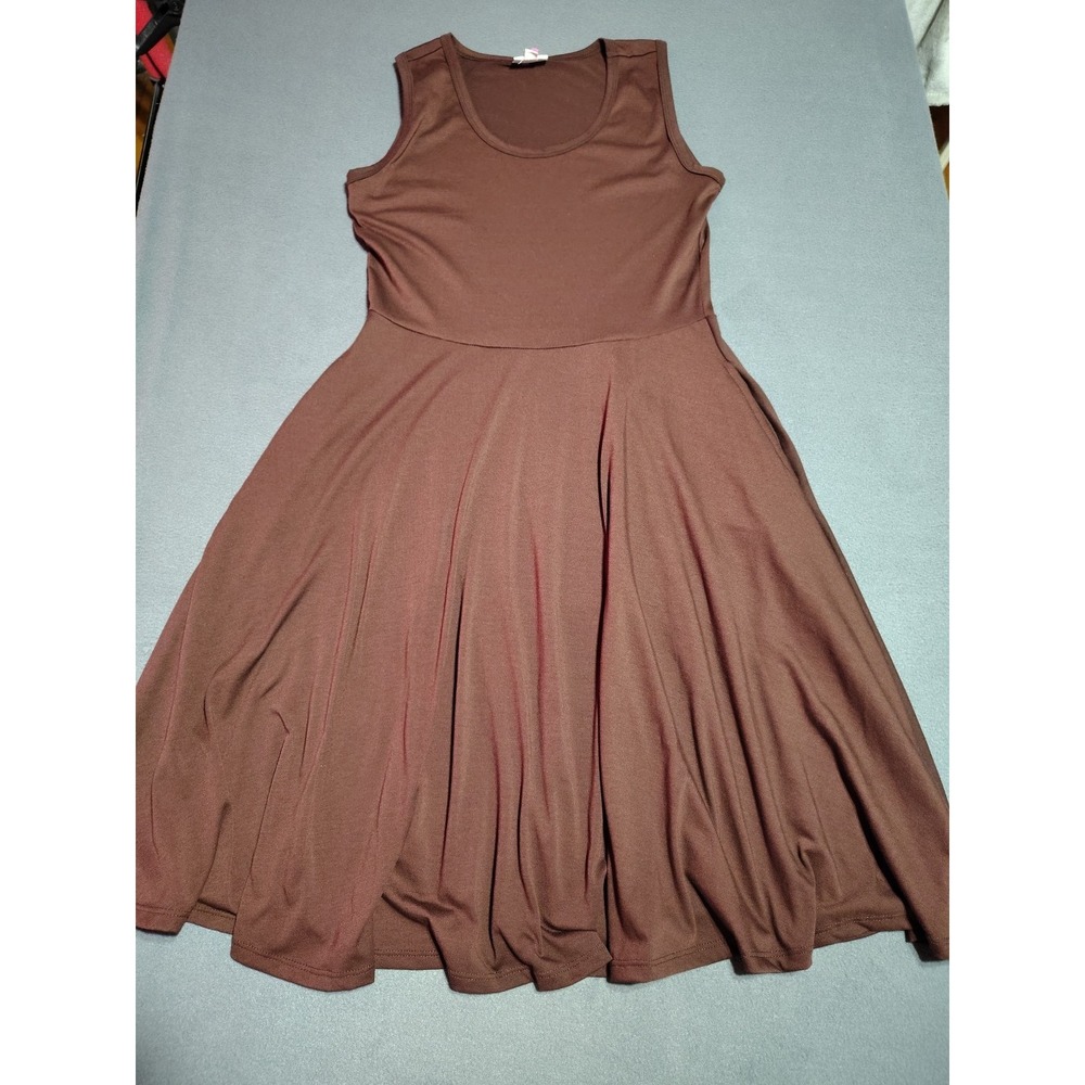 LuLaRoe‎ Dress Ladies M Brown Swing Comfort Stretch Casual Knee Sleeveless